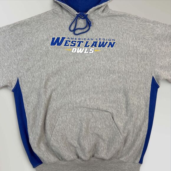 Westlawn Owls Baseball Hooded Sweatshirt Gray Pullover Hoodie Size 2XL - Picture 2 of 8